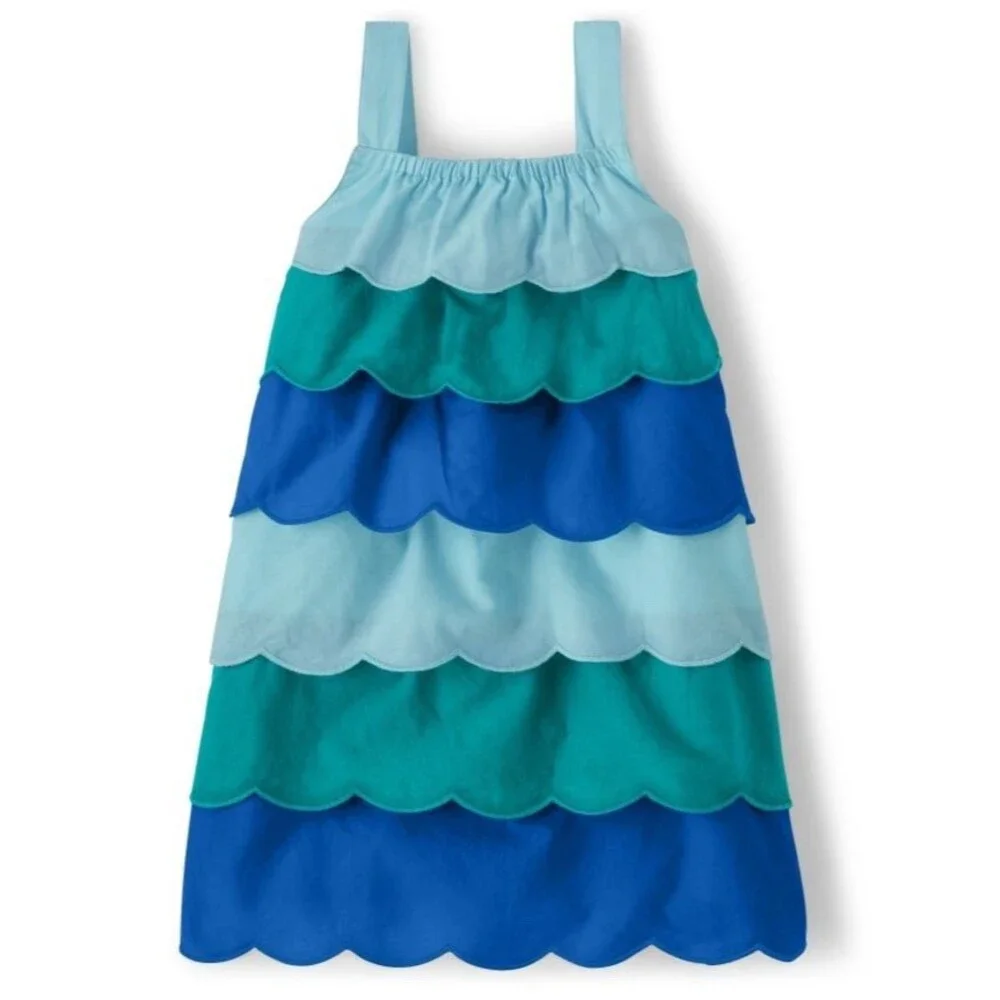 Gymboree‎ Girls 8 Scalloped tiered Under The Sea Knit Dress